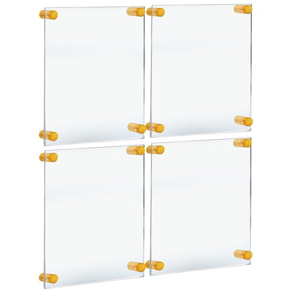 Azar Displays Floating Acrylic Gallery Wall Set of Four Floating Frames, Gold, 8.5 in. x 11 in. Graphic Size, 4PK 105514-GLD-4PK
